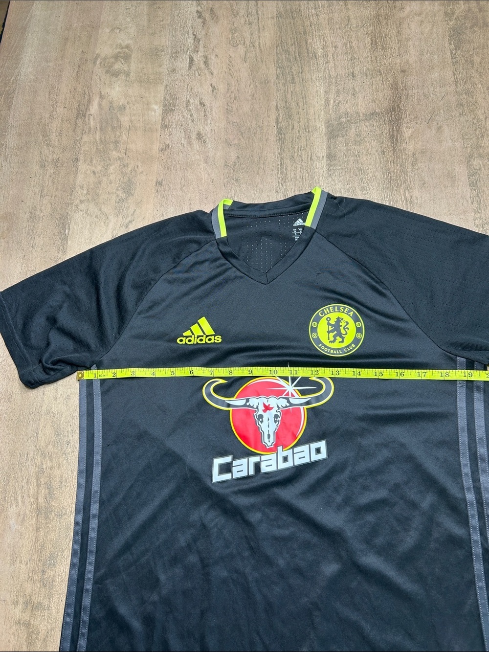 adidas Black Soccer Jersey with Neon Yellow Accents - Picture 2 of 6